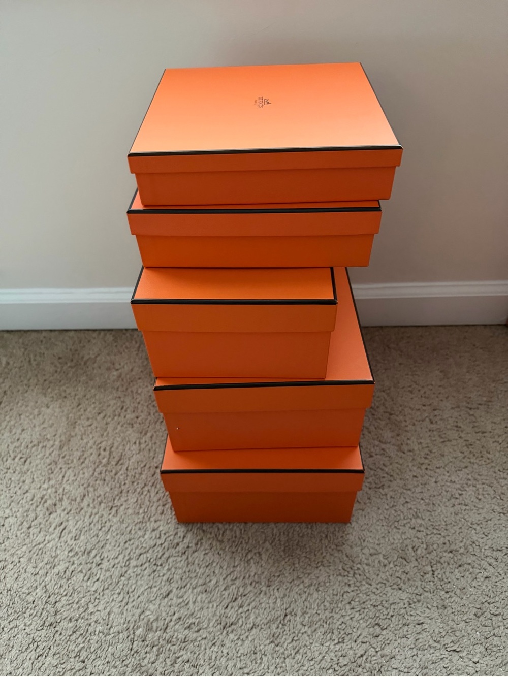 Hermes Orange Stackable Storage Boxes - Set of 5